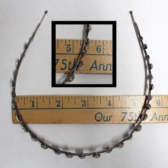 Clear Rhinestone Silvertone Hair Head Piece Band Decoration Trim Wedding Pageant - Picture 5 of 12